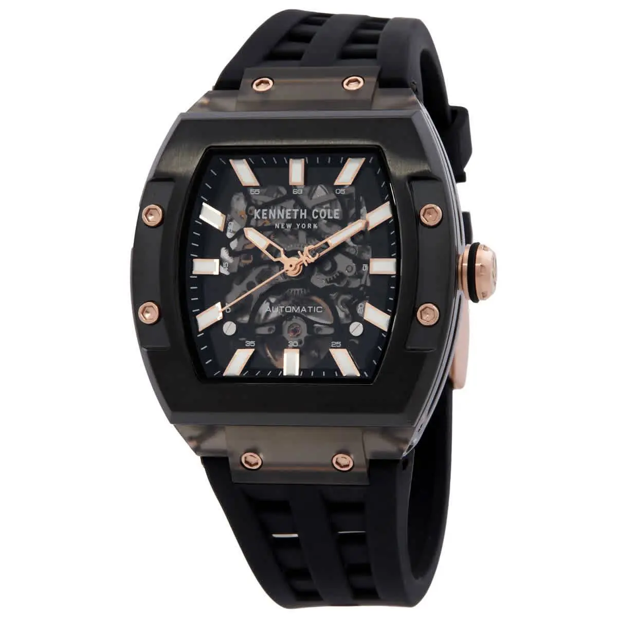 Kenneth Cole New York Automatic Men`s Watch KCWGZ0076804 - Dial: Skeleton, Band: Black, Bezel: Black