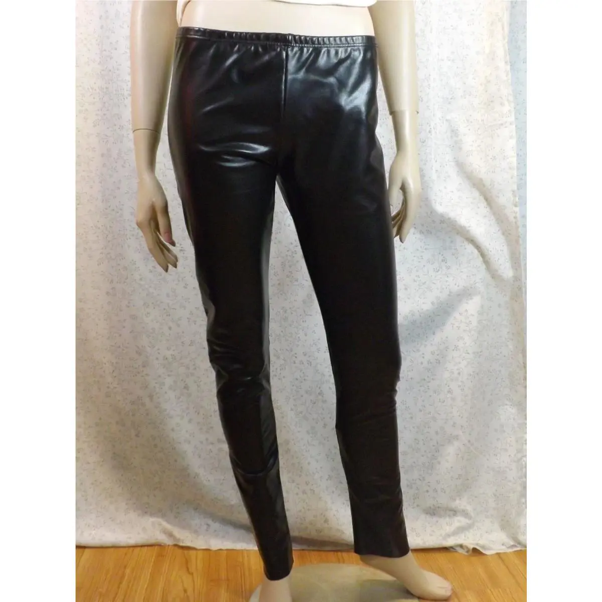 Prada Black Leather Jersey RD Style Legging Pants Size L