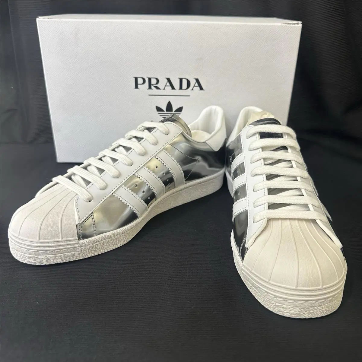Adidas Prada x Superstar - White with Silver - US 12 / UK 11.5 - FX4546