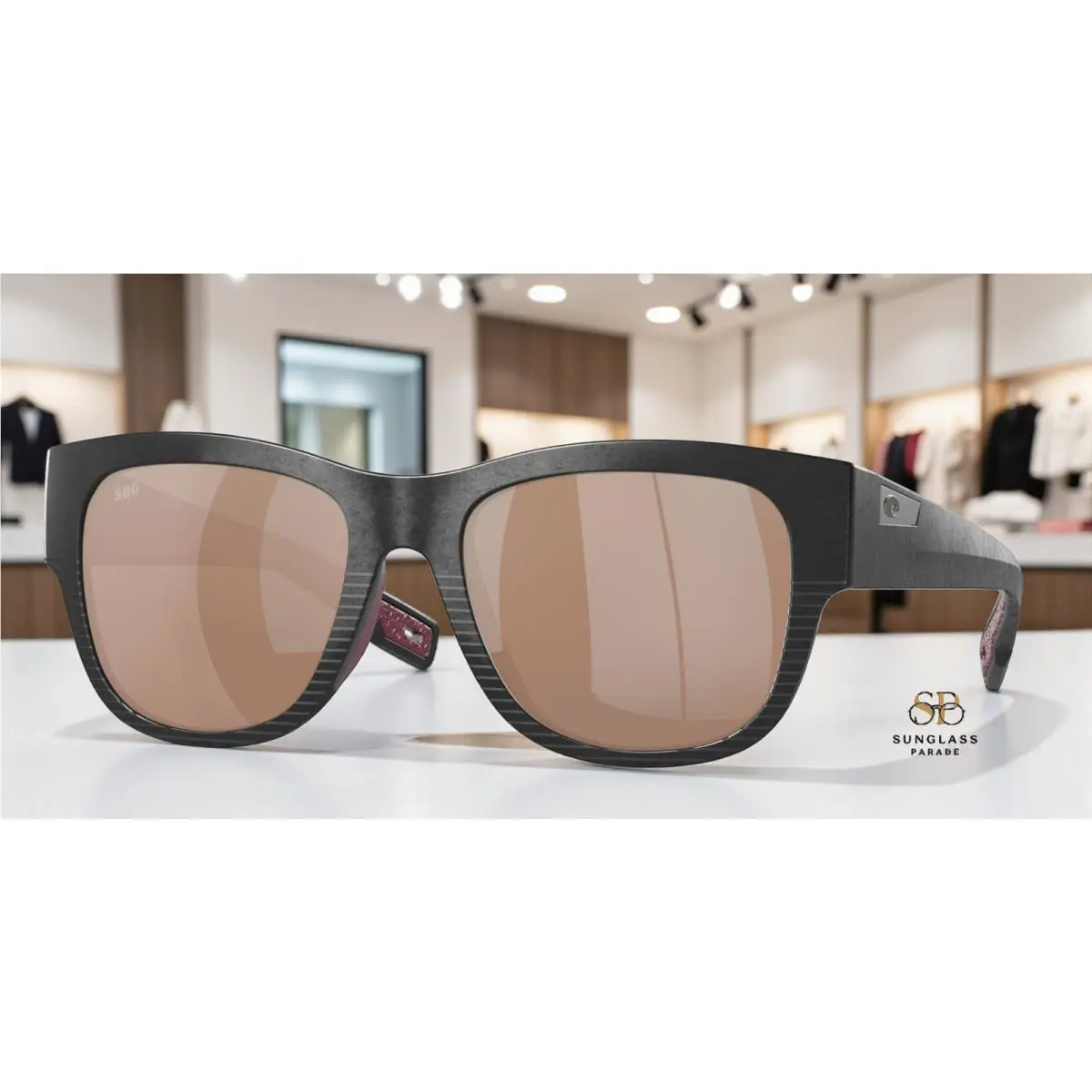 Costa Del Mar 6S9084 03 Caleta G Net Black Copper Silver 55 Women`s Sunglasses - Frame: G Net Black, Lens: Copper Silver Mirror