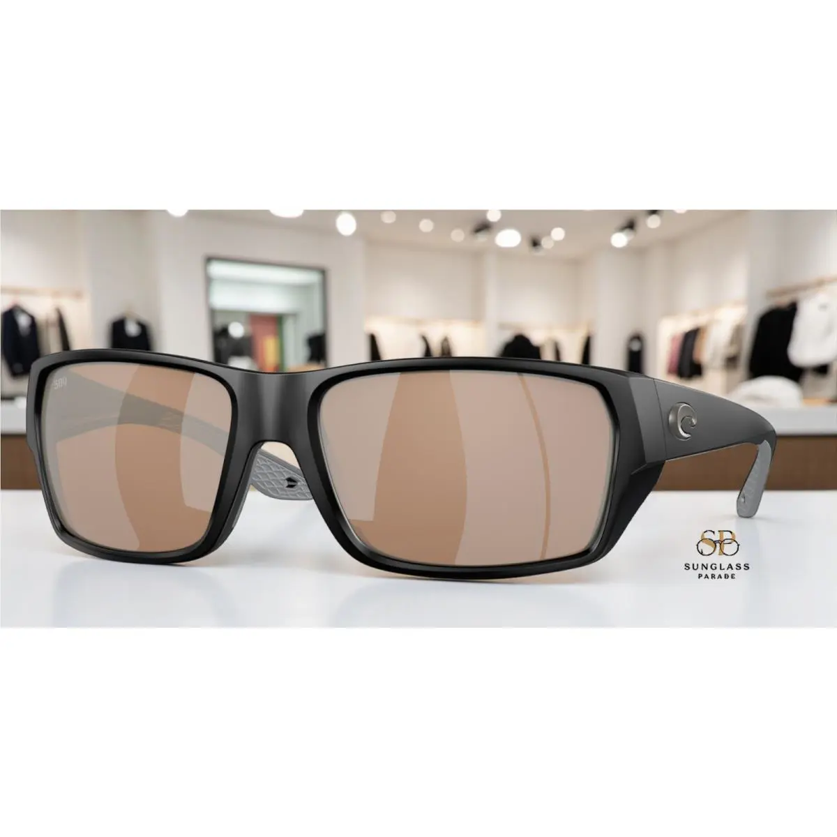 Costa 6S9113 911304 Tailfin Black Copper Silver Polarized 60 mm Men`s Sunglasses - Frame: Matte Black, Lens: Copper Silver Mirror