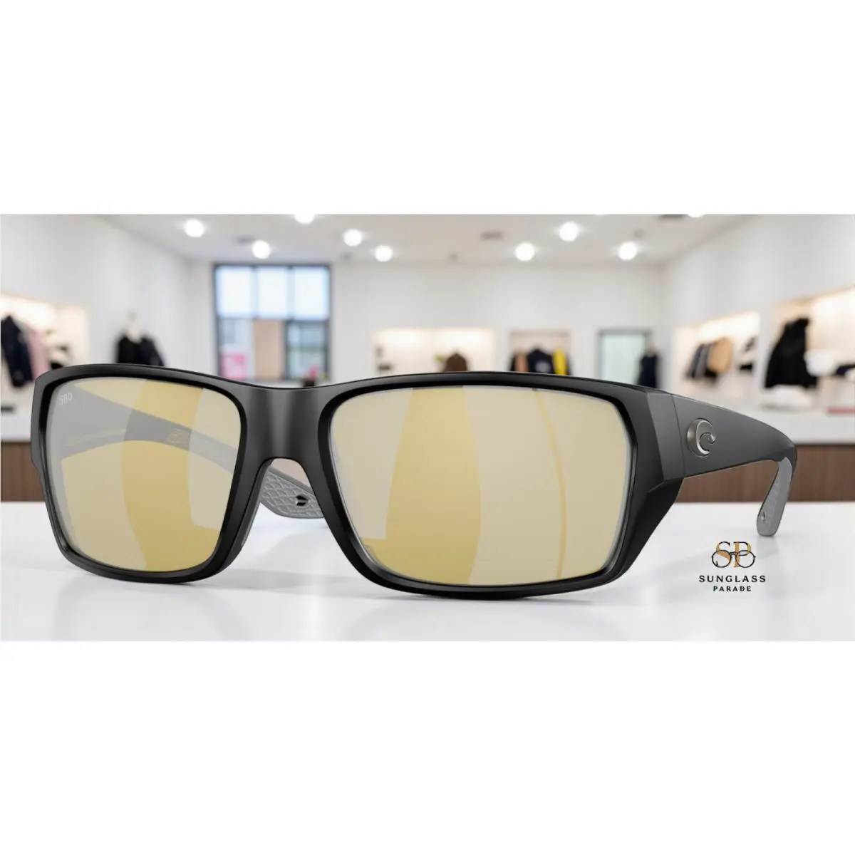 Costa Del Mar 6S9113 911305 Tailfin Black Sunrise Polarized 60 Men`s Sunglasses - Frame: Matte Black, Lens: Sunrise Silver Mirror