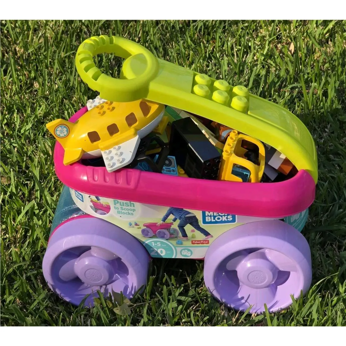 Mega Bloks First Builders Block Scooping Wagon Pink with Giant Legos
