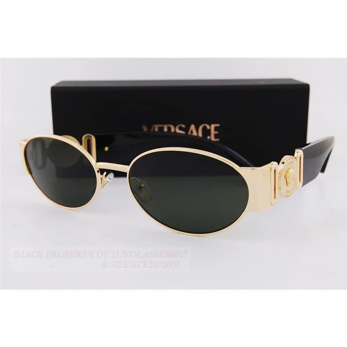 Sunglasses VE 2299 1002/71 Gold/dark Green For Men Women by Versace