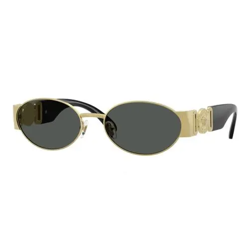 Unisex Oval Gold 7 Gray Sunglasses VE2299 100287 by Versace
