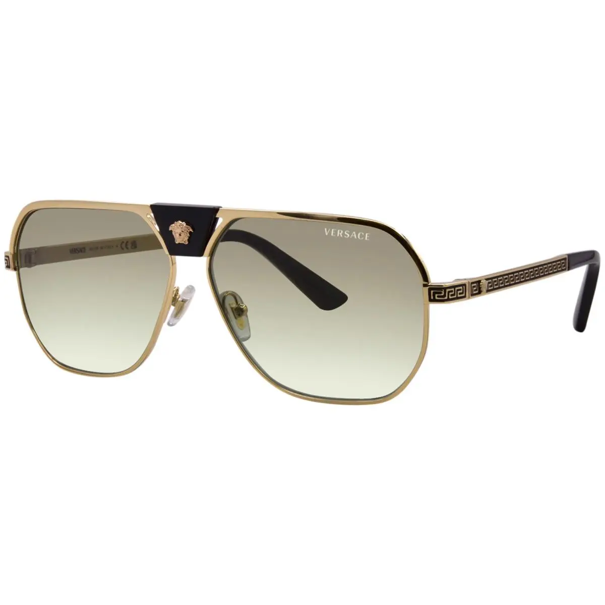 VE2294 10028E Sunglasses Men`s Gold/green Gradient Square Shape 61mm by Versace