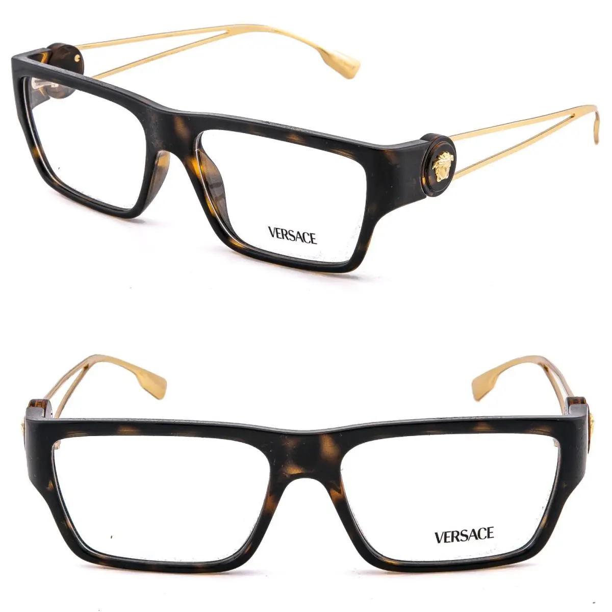 Versace VE3359 3359 Safety Pin Medusa Brown Gold Eyeglasses Optical Frame 56mm
