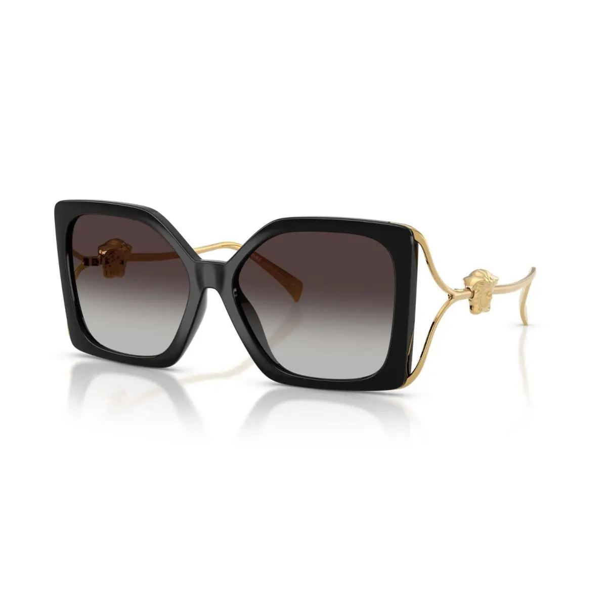 Versace VE 4502U Shiny Black Gold/grey Gradient GB187 Sunglasses