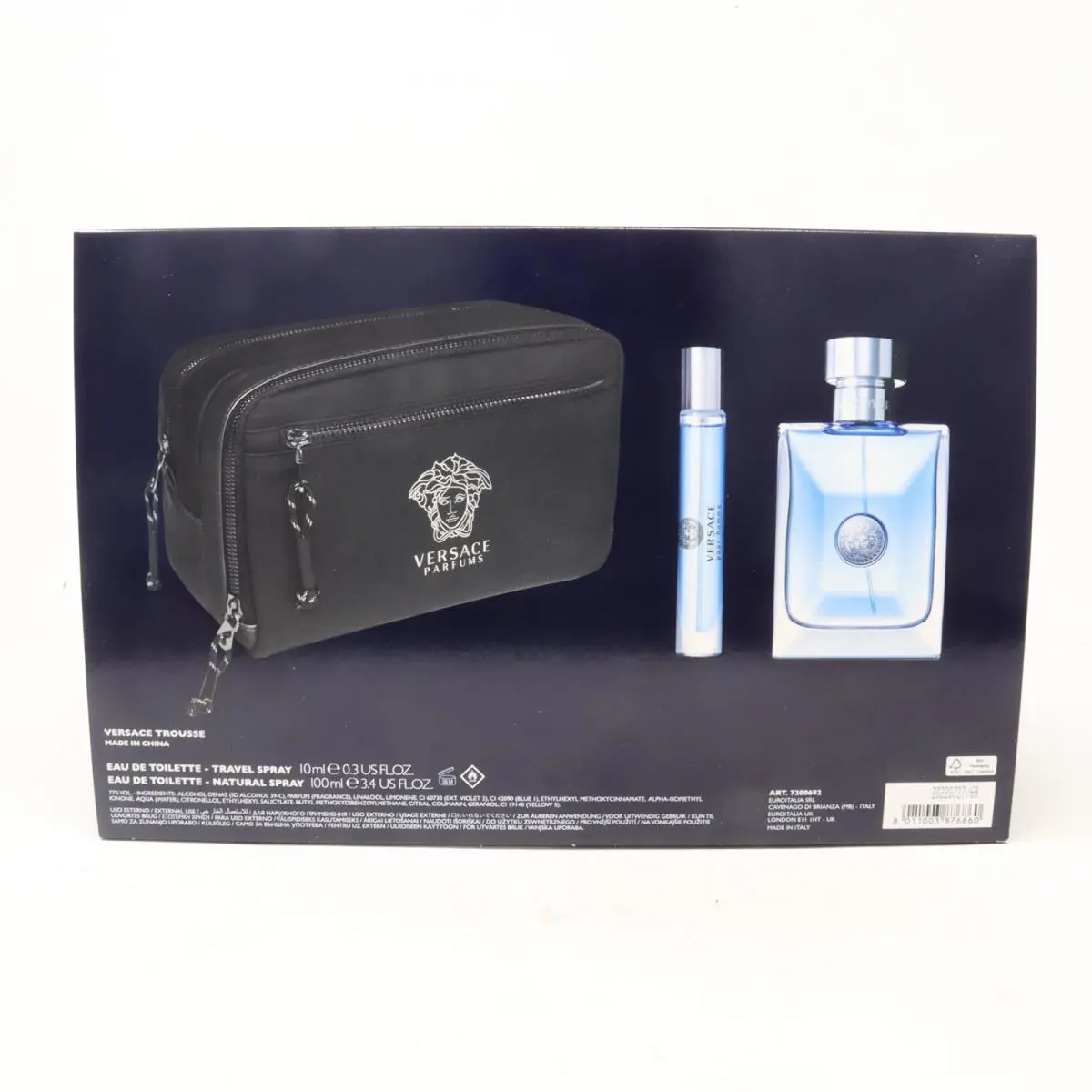 Versace Pour Homme 3pc Gift Set For Men100ml Edt + 10ml Edt + Bag