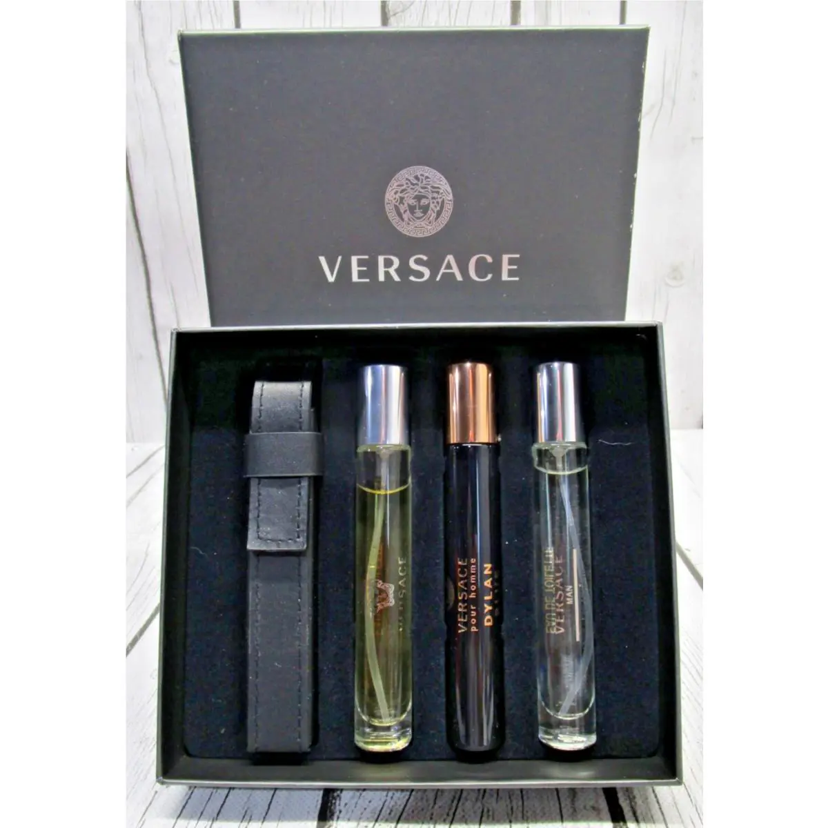 Versace 4pc Set Dylan Blue Eau Fraiche Eros Men Cologne Spray 10 ml Case