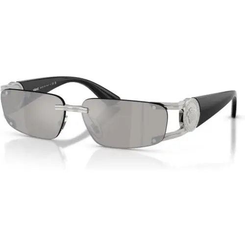 VE2291 10016G Sunglasses 59mm Black / Light Grey Silver Mirror Lens by Versace