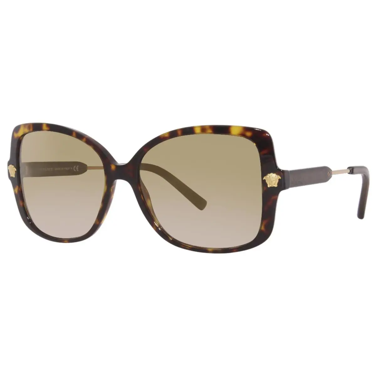 Versace VE4390F 108/6E Sunglasses Women`s Havana/brown Gradient-gold Mirror 56mm
