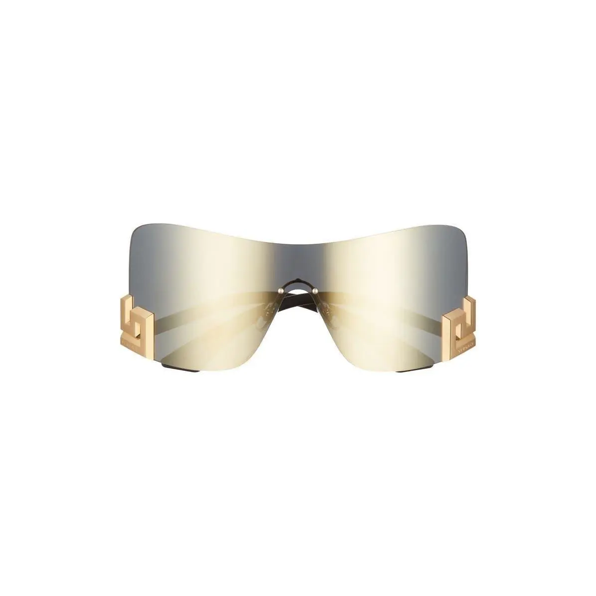Versace Women 40mm Irregular Mirror Shield Sunglasses Mirror Gold