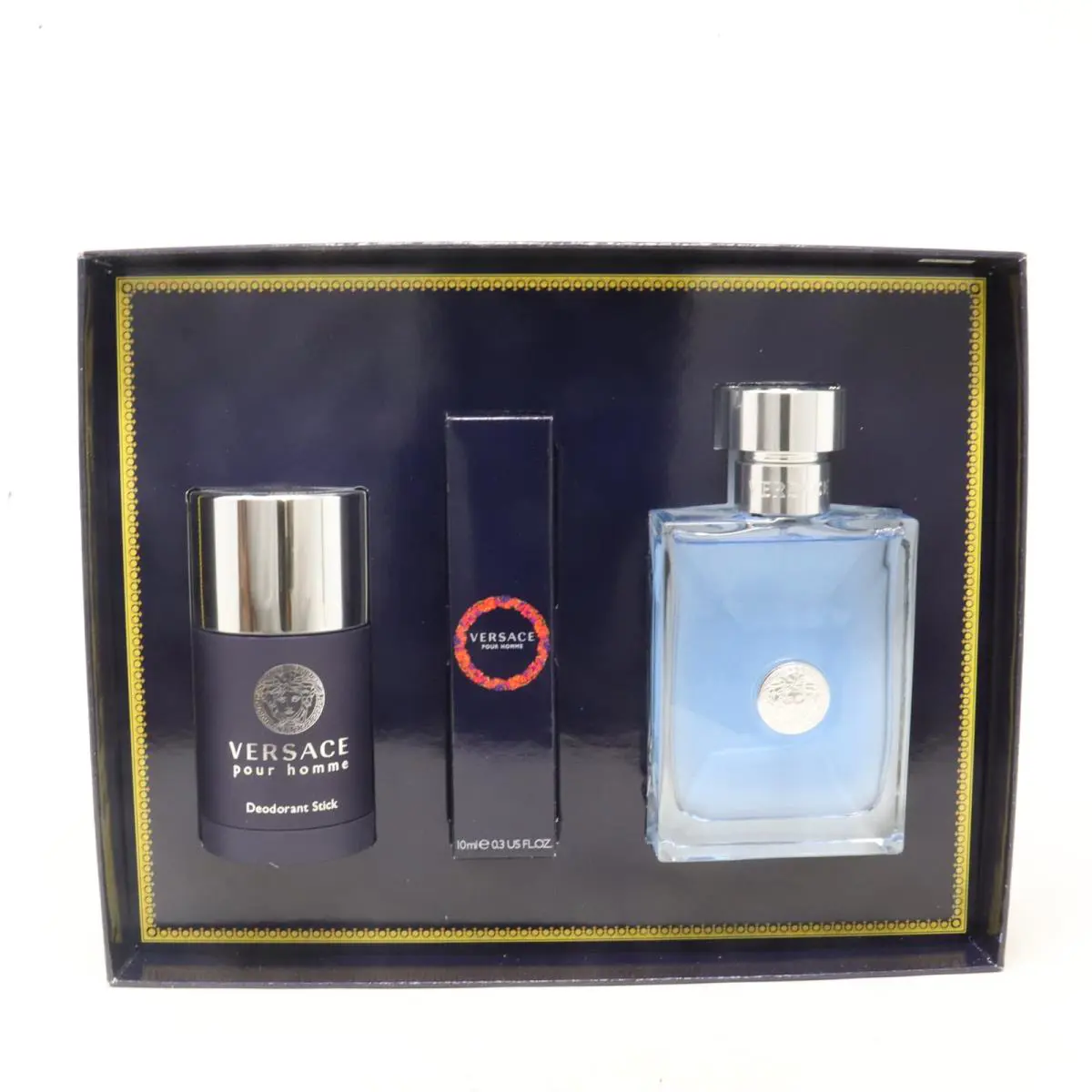Versace Pour Homme 3pc Gift Set For Men100ml Edt + 75ml Deodorant + 10ml Edt