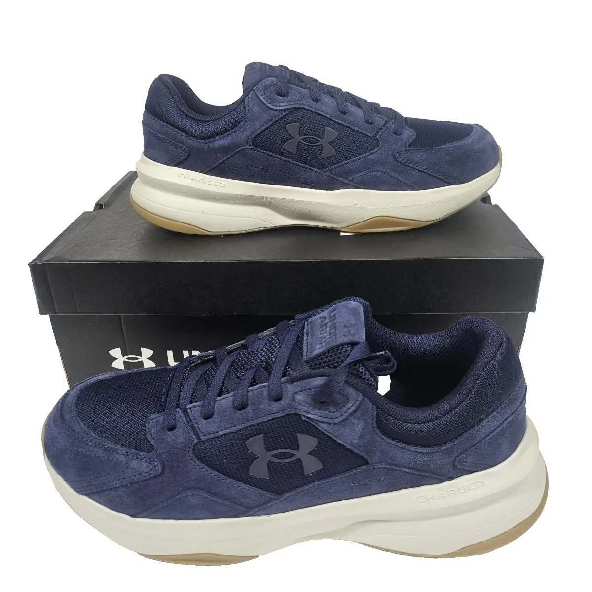 Under Armour Men`s 10 UA Edge Suede 3027731-411 Blue Running Athletic Sneaker