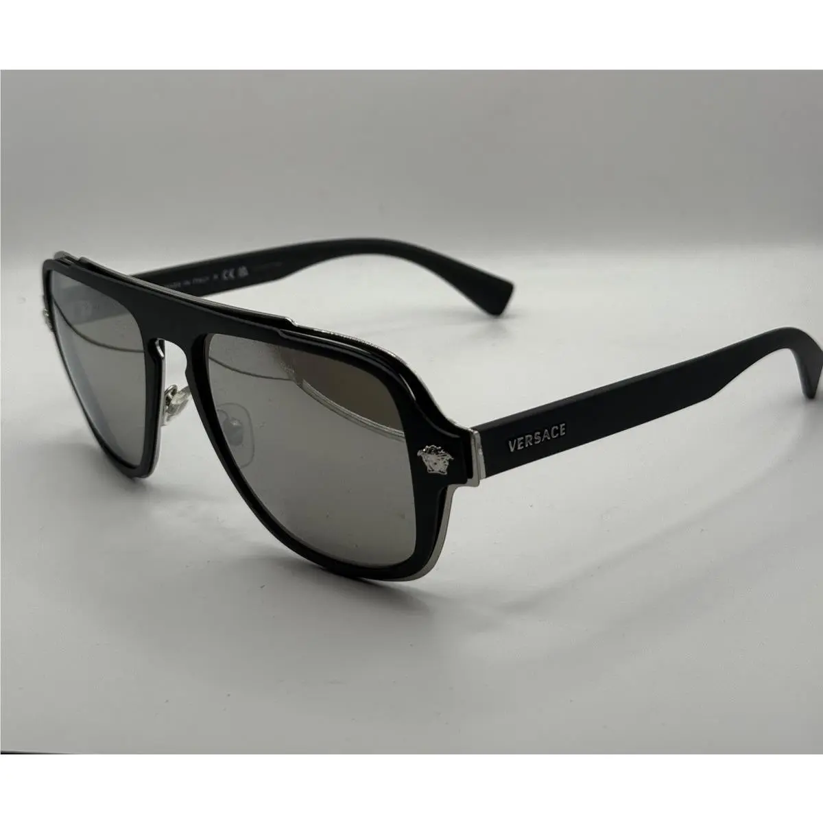 Versace Medusa Charm Black Silver Mirror Sunglasses VE 2199 10006G