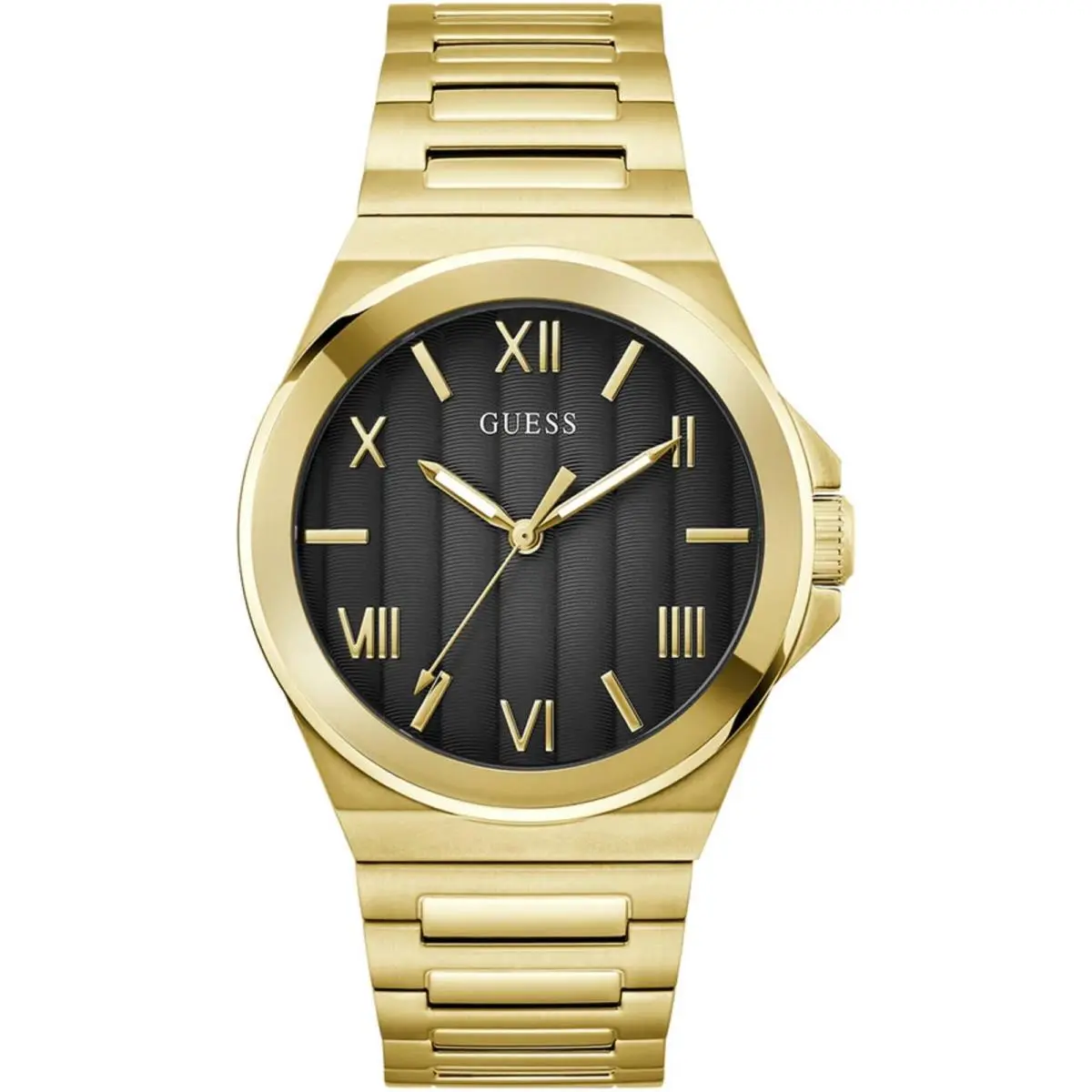 Men`s Analog Watch Quartz Black Dial Yellow Gold Steel Bracelet GW0789G2 by Guess