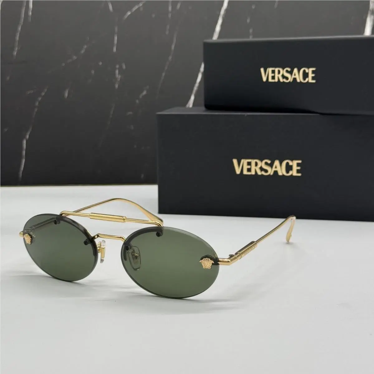 Versace VE2295 1002/71 Sunglasses Gold/green Women Versace VE2295 100271