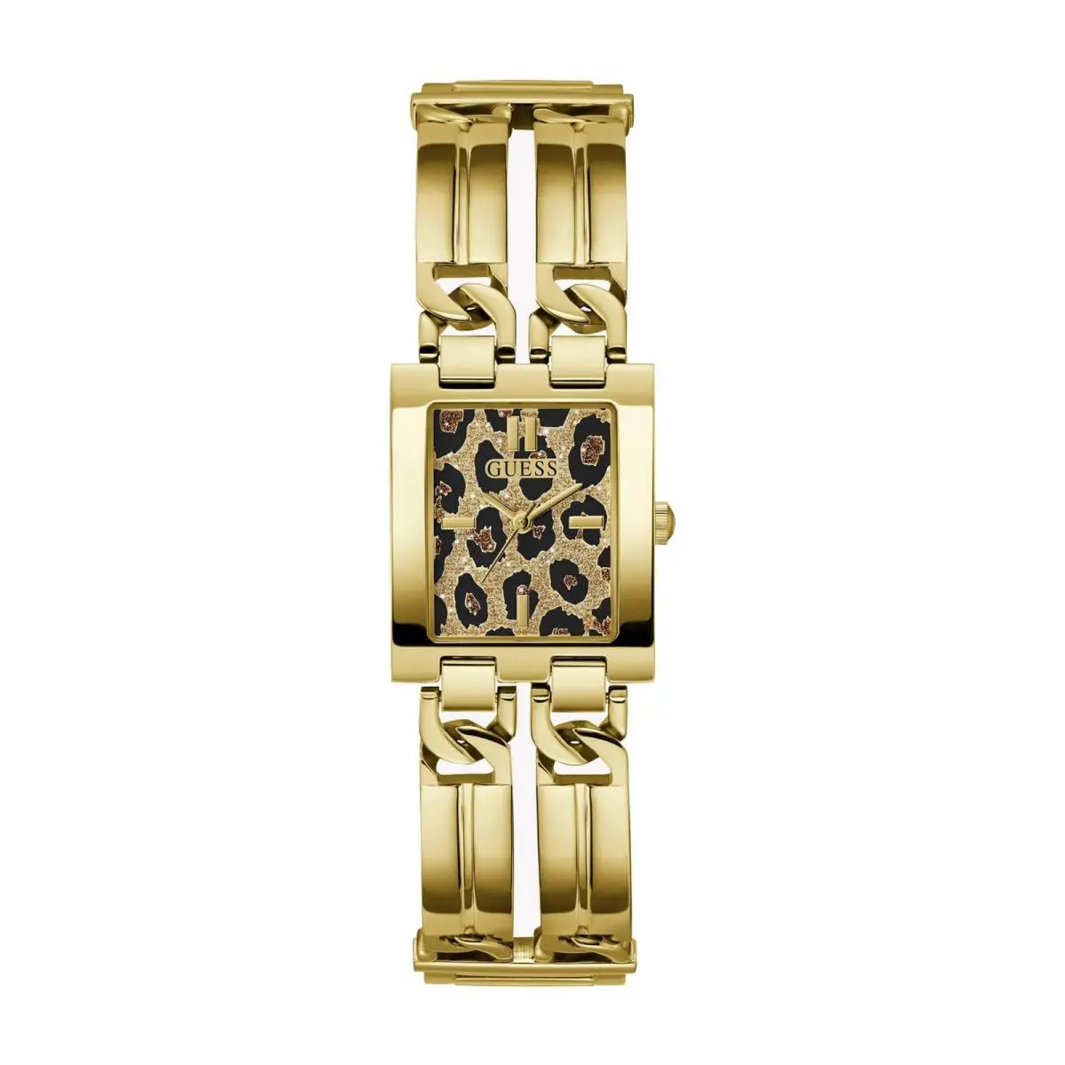 Guess Women`s Watch Mod ID Quartz Animal Print Gold Tone Dial Bracelet GW0807L2