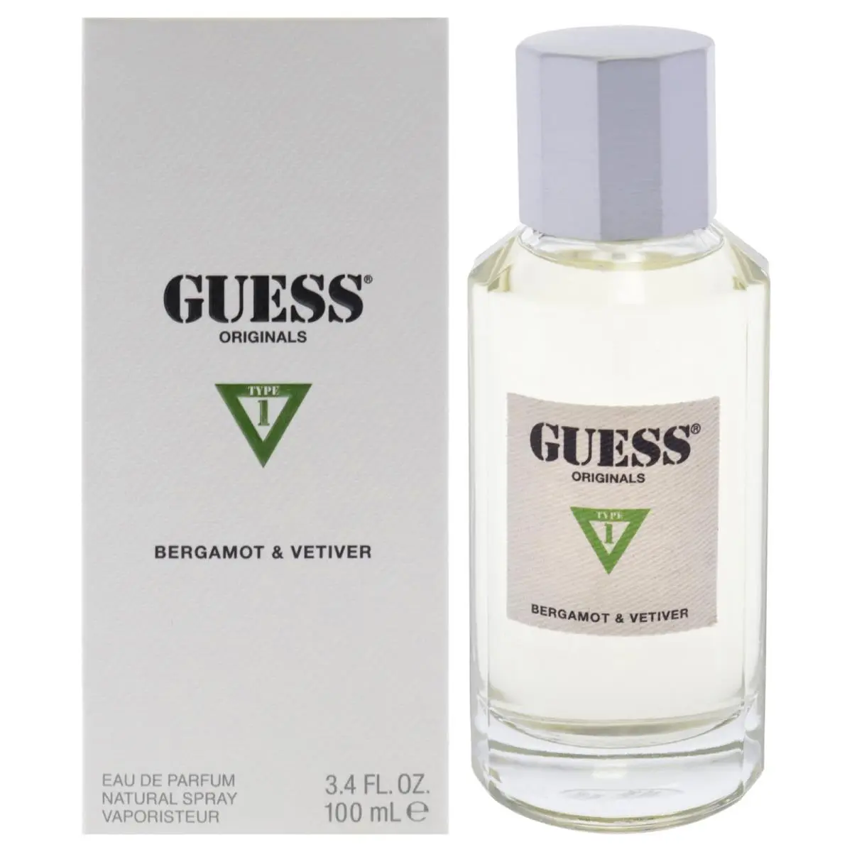 2 Pack Guess Originals Type 1 Bergamot and Vetiver by Guess - 3.4 oz Edp Spray