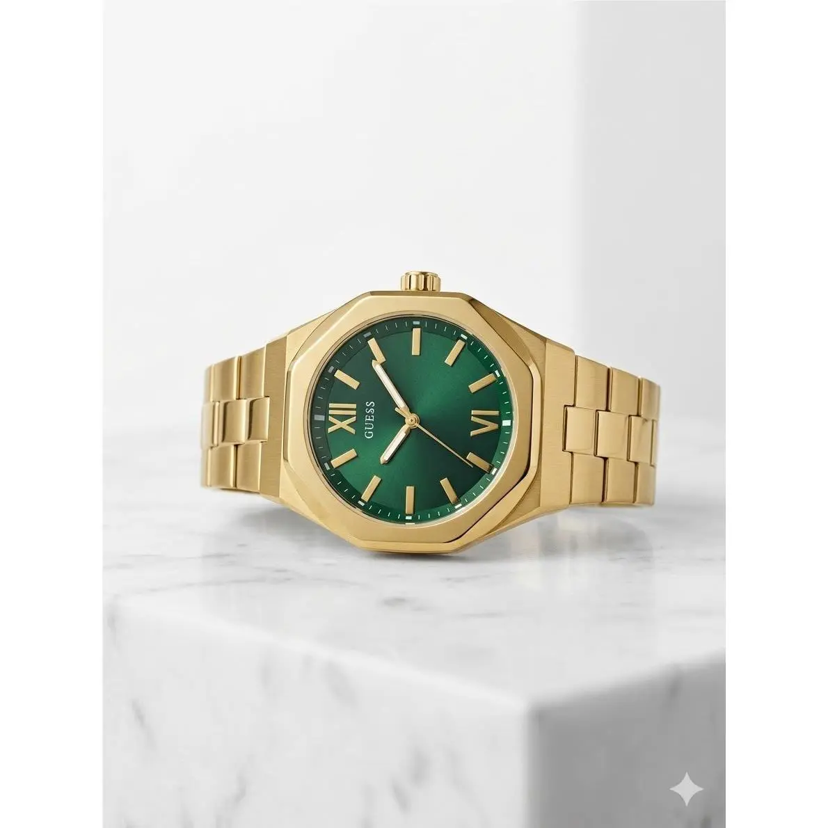 Guess Men`s Emperor Watch GW0849G2 Gold Tone Stainless Steel Green Dial 42mm