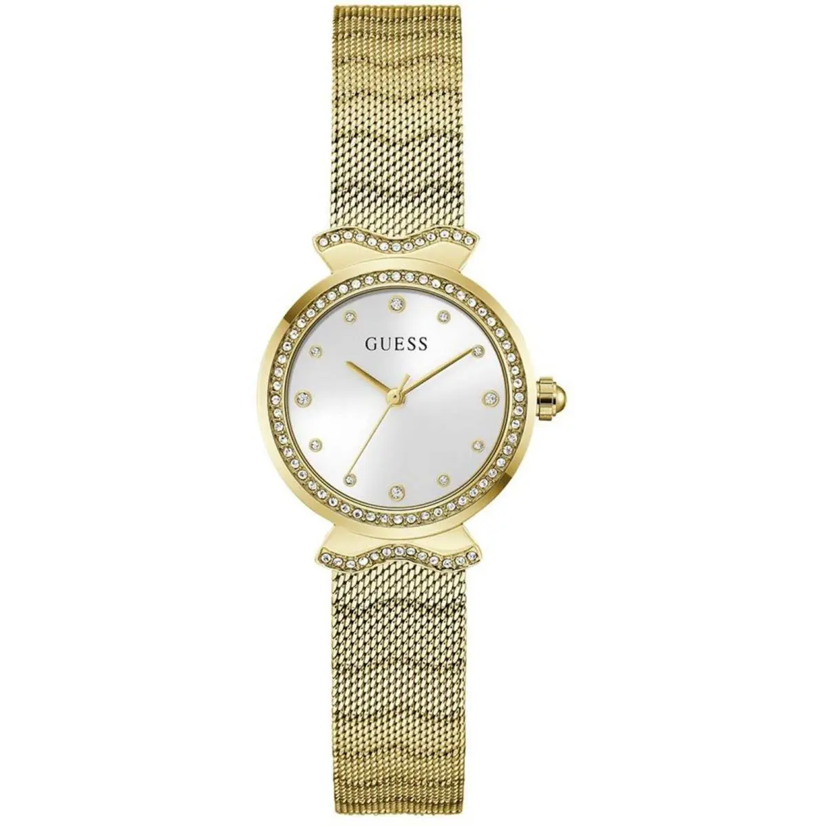 Guess Women`s Watch Mermaid Quartz Stone Bezel White Dial Bracelet GW0866L2