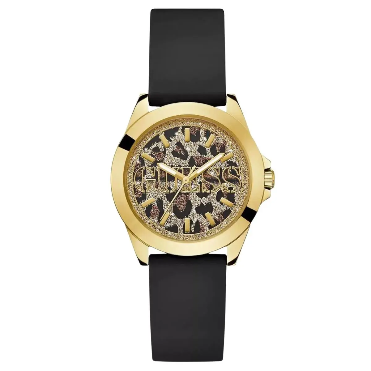 Guess Women`s Watch Quartz Brown Black and White Dial Silicone Strap GW0749L2