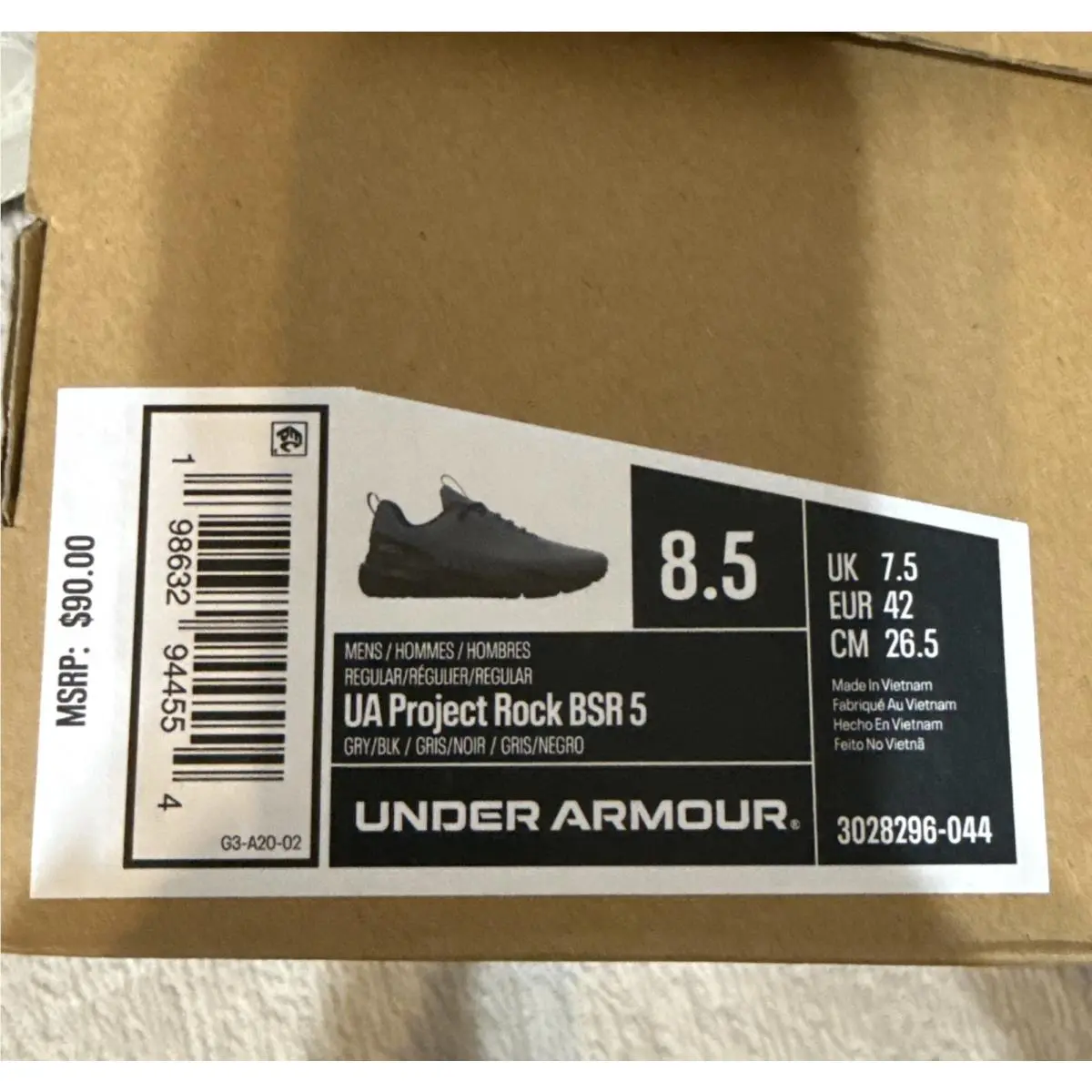 Under Armour shoes - UA Project Rock BSR 5 - 3028296-044 - Gray 5