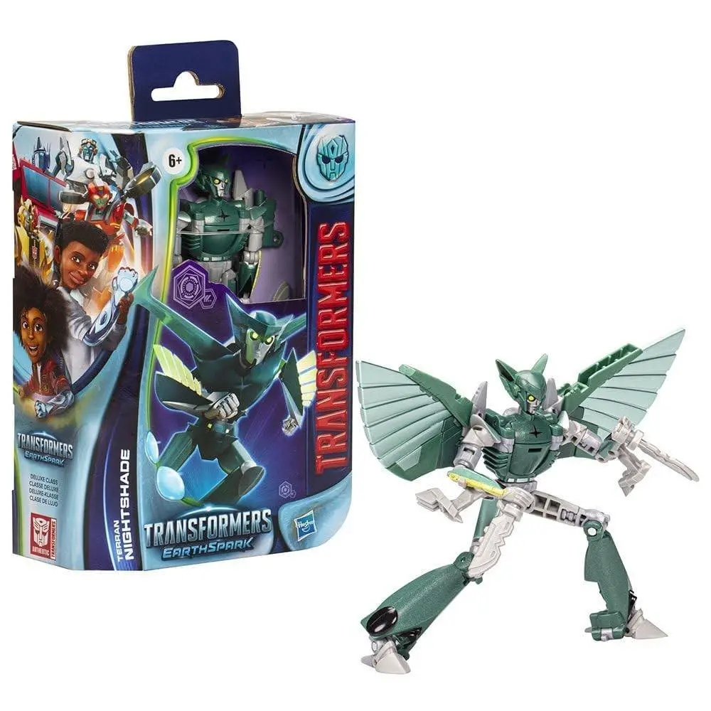 Earthspark Terran Nightshade Deluxe Class 12.5 cm Figure Robot Toy For Age - Green