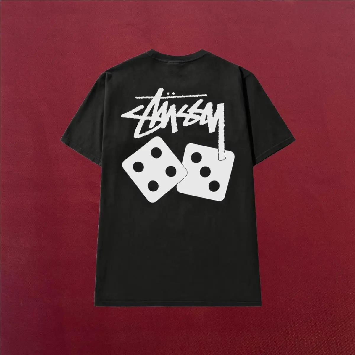 Stussy Dice Logo Pigment Dyed T-shirt Black Color Men’s Size Large