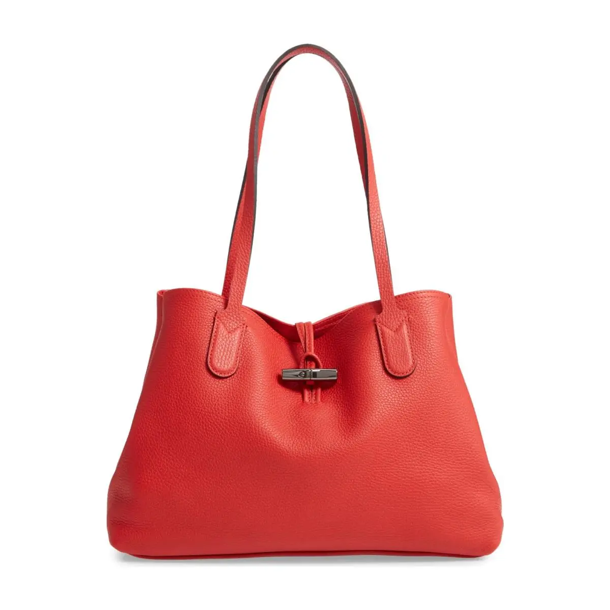 Longchamp Roseau Essential Medium Leather Tote Red L2686968545