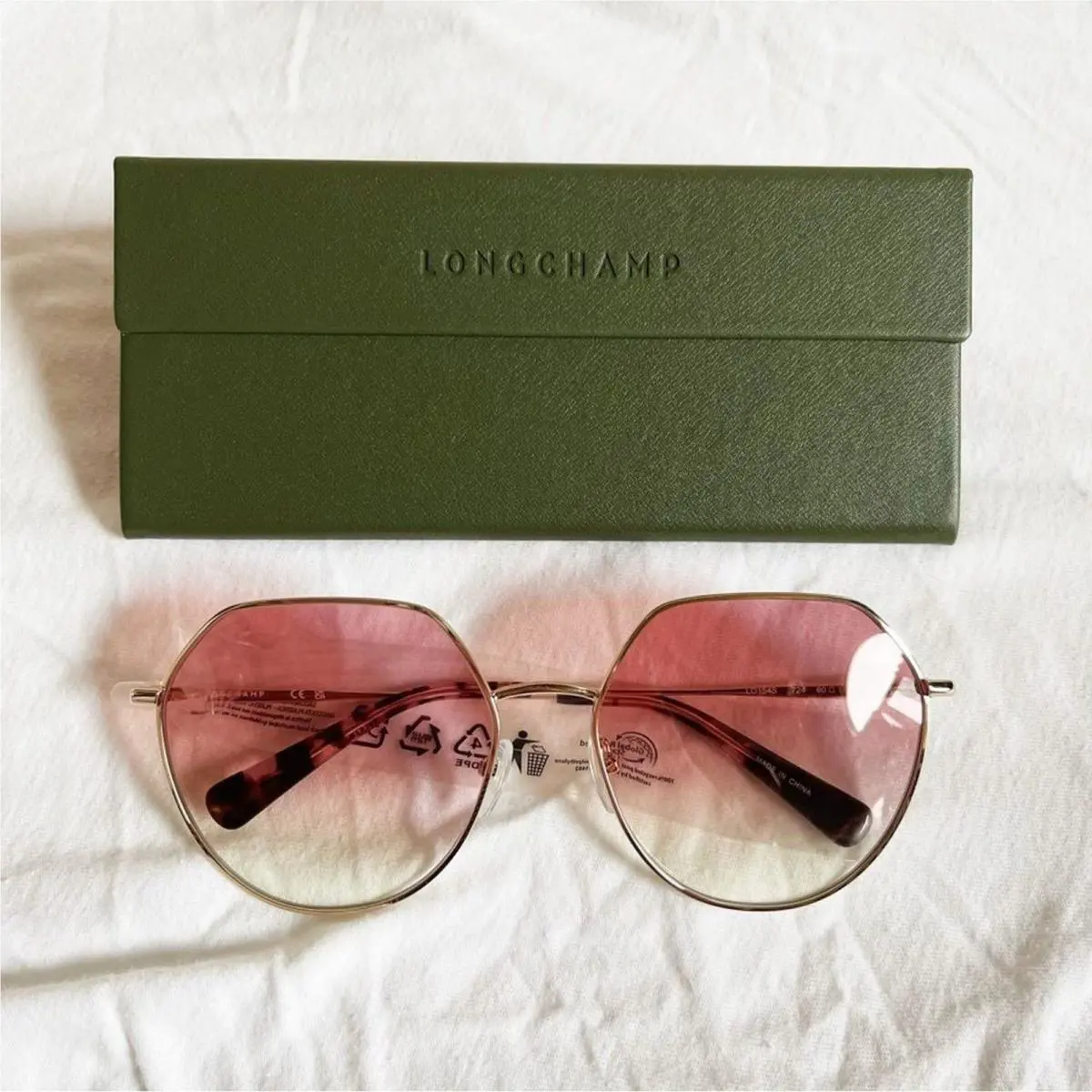Longchamp Geometric Round Pink Gradient Silver Sunglasses