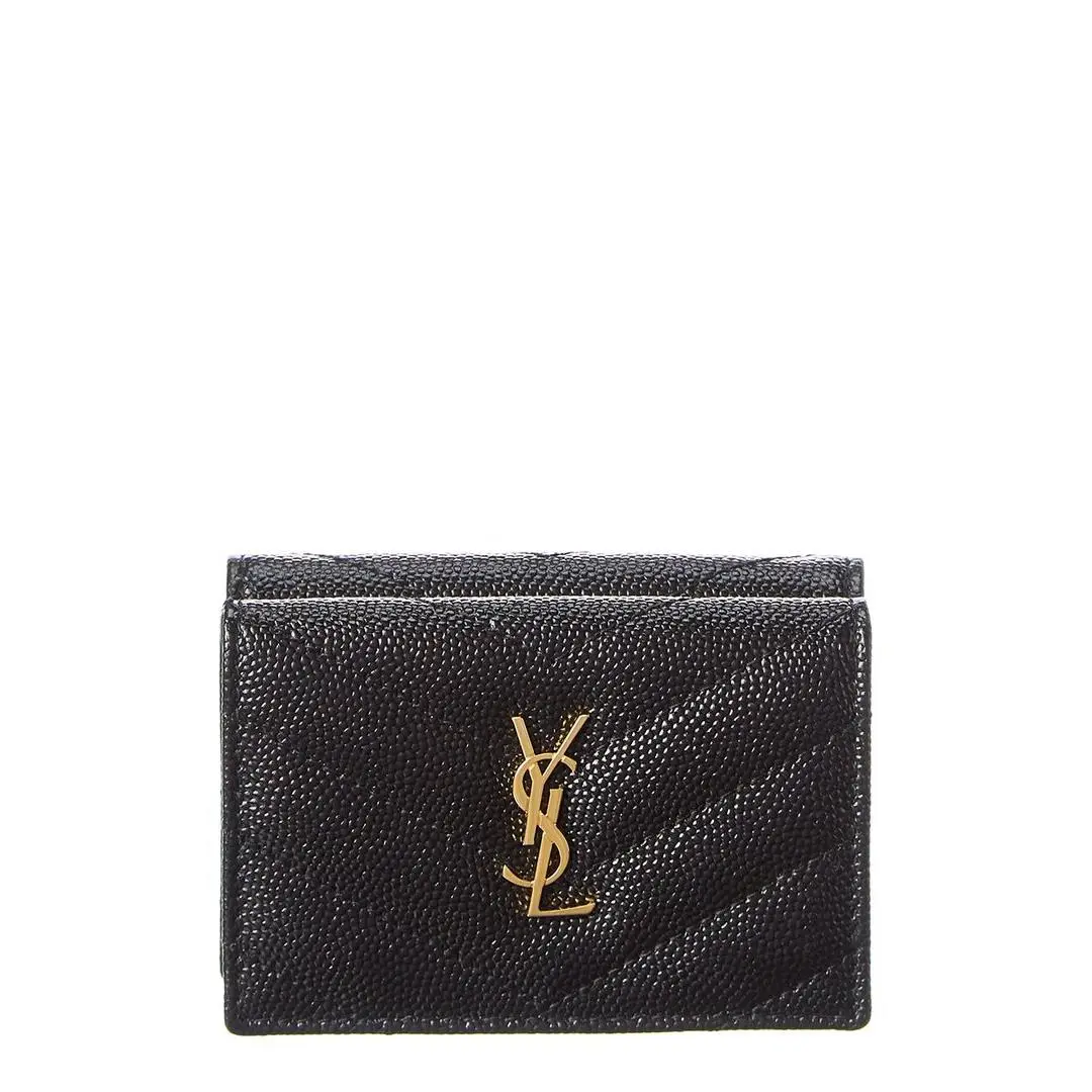Saint Laurent Cassandra Leather French Wallet Women`s Black