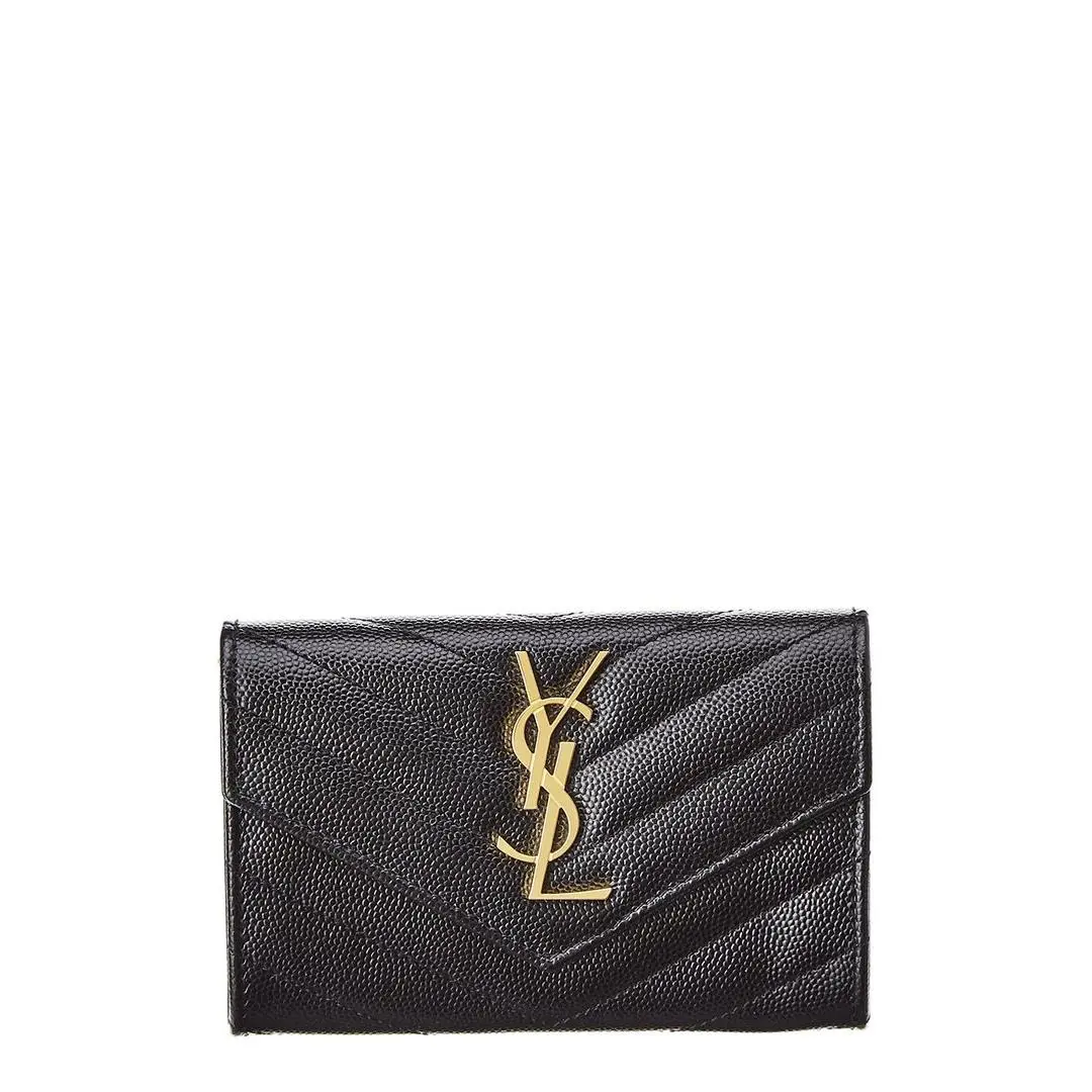 Saint Laurent Small Matelasse Leather Envelope Wallet Women`s