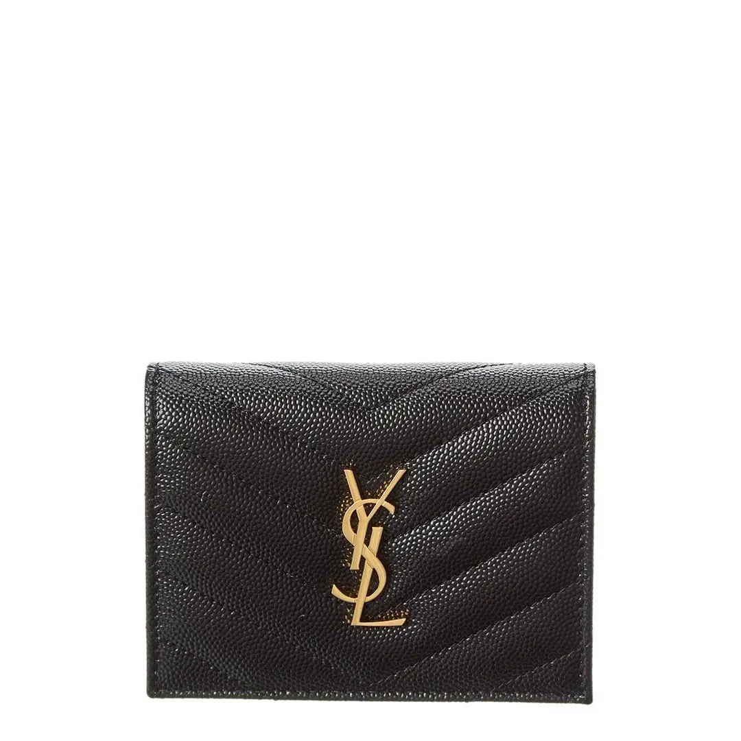 Saint Laurent Cassandre Leather Coin Purse Women`s Black