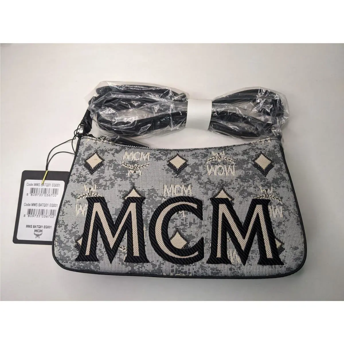 Mcm Aren Shoulder Bag in Vintage Monogram Jacquard Medium Black