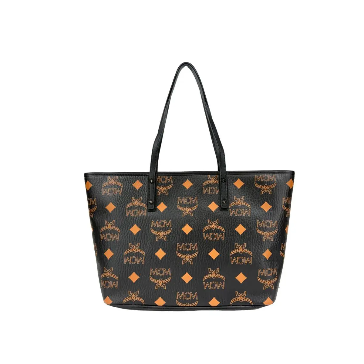Mcm Aren Black Leather Shoulder Tote Bag