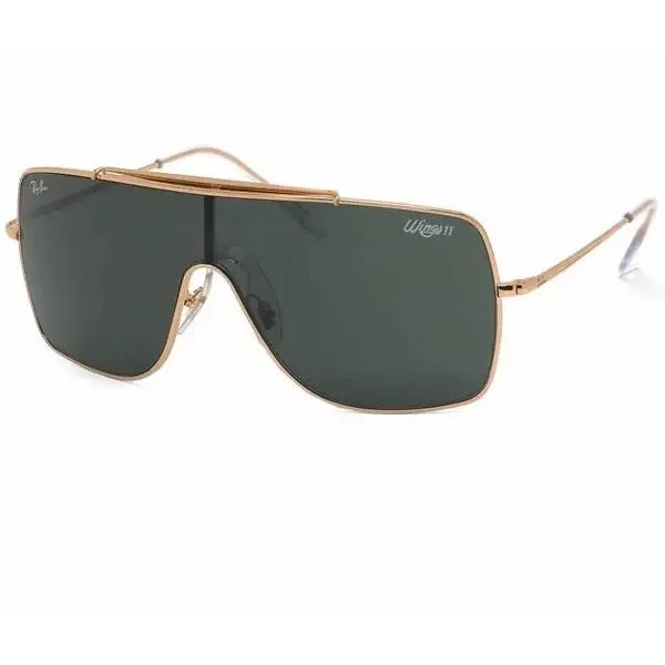 Ray-ban Wings II Men`s Square Sunglasses - Gold Frame with Green Lens