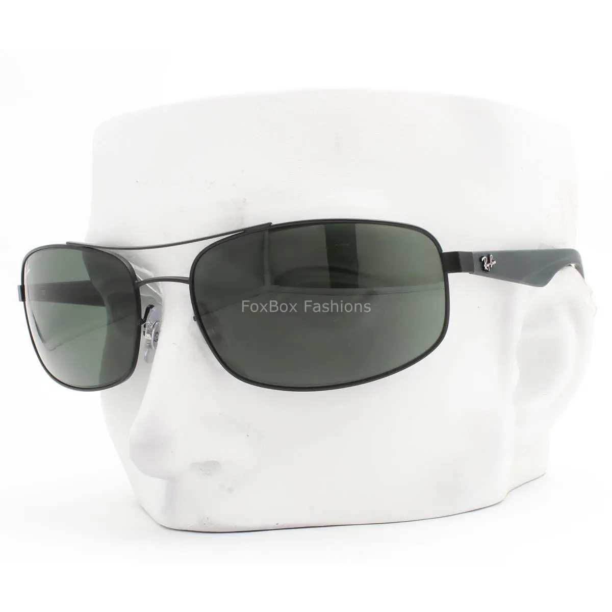 Ray-ban Sunglasses Matte Black Metal on Gray Green Tint RB 3527 006/71 with Case