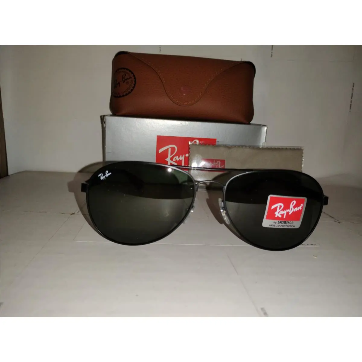 Ray-ban Sunglasses RB3549 006/71 Matte Black Aviator Frames w/ Dark Green Lenses