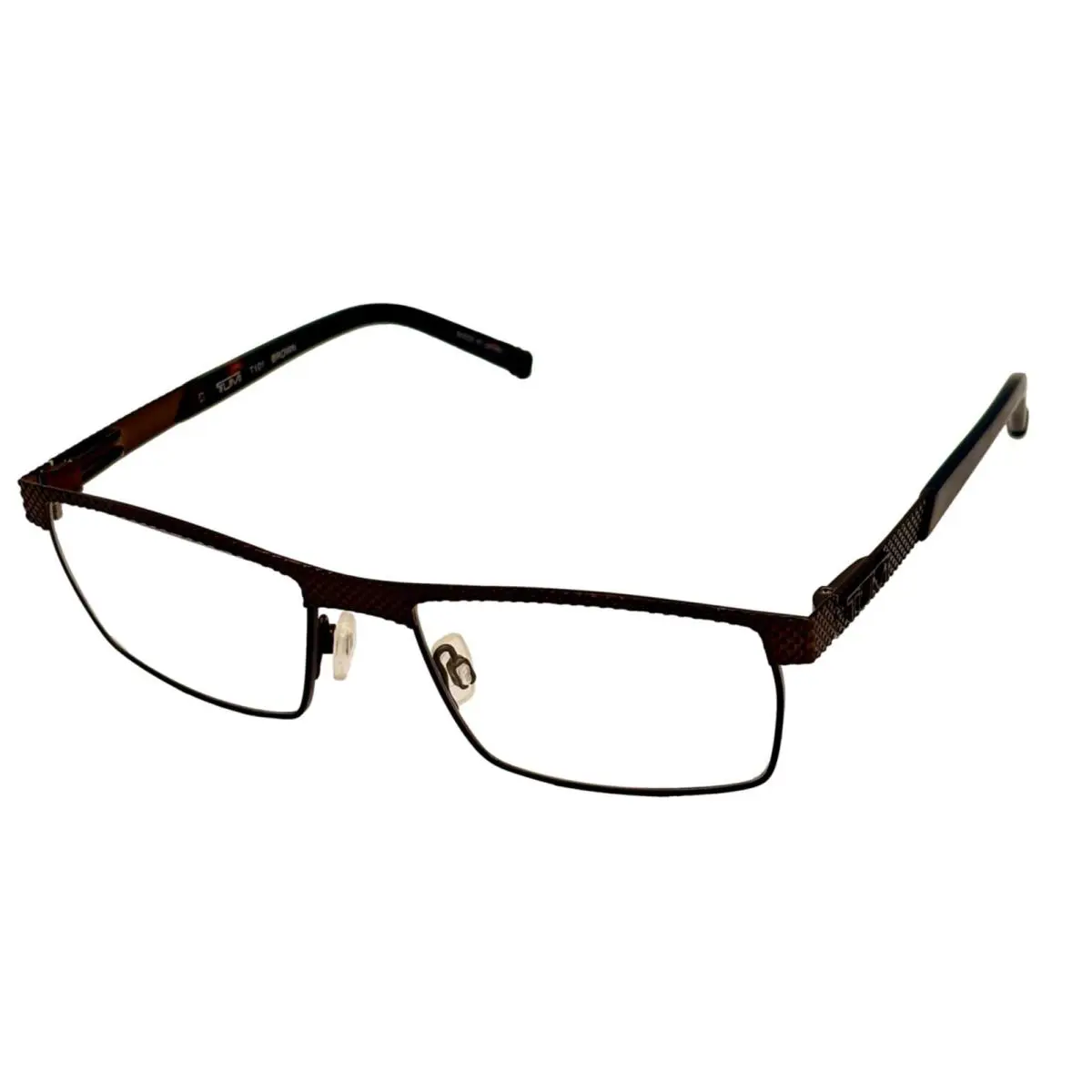 Tumi Mens Stailess Steel Rectangle Eyewear Frame T101 Brown 54mm