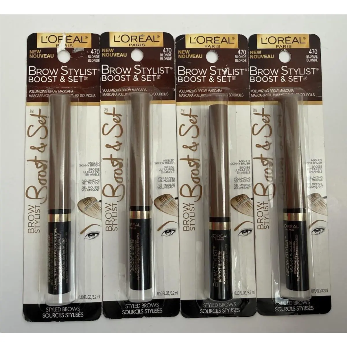 4 X L`oreal Brow Stylist Boost Set Brow Mascara 470 Blonde