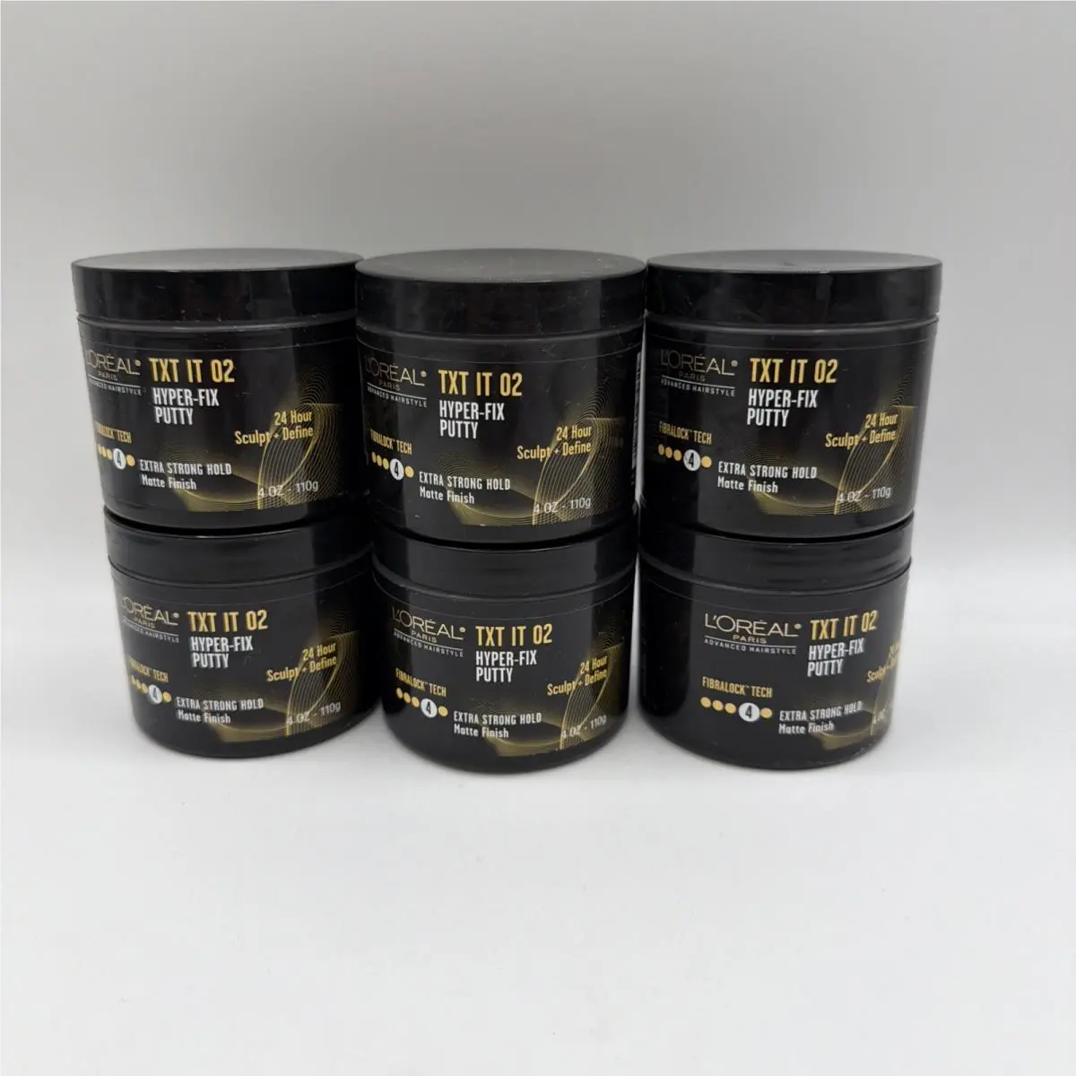 L`oreal Txt IT 02 Hyper Fix Putty Extra Strong Hold 4 Oz Matte Finish 6 Pack