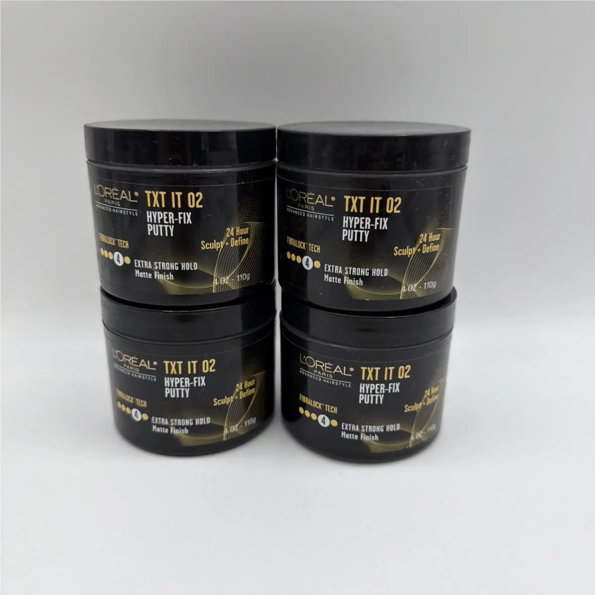 L`oreal Txt IT 02 Hyper Fix Putty Extra Strong Hold 4 Oz Matte Finish 4 Pack