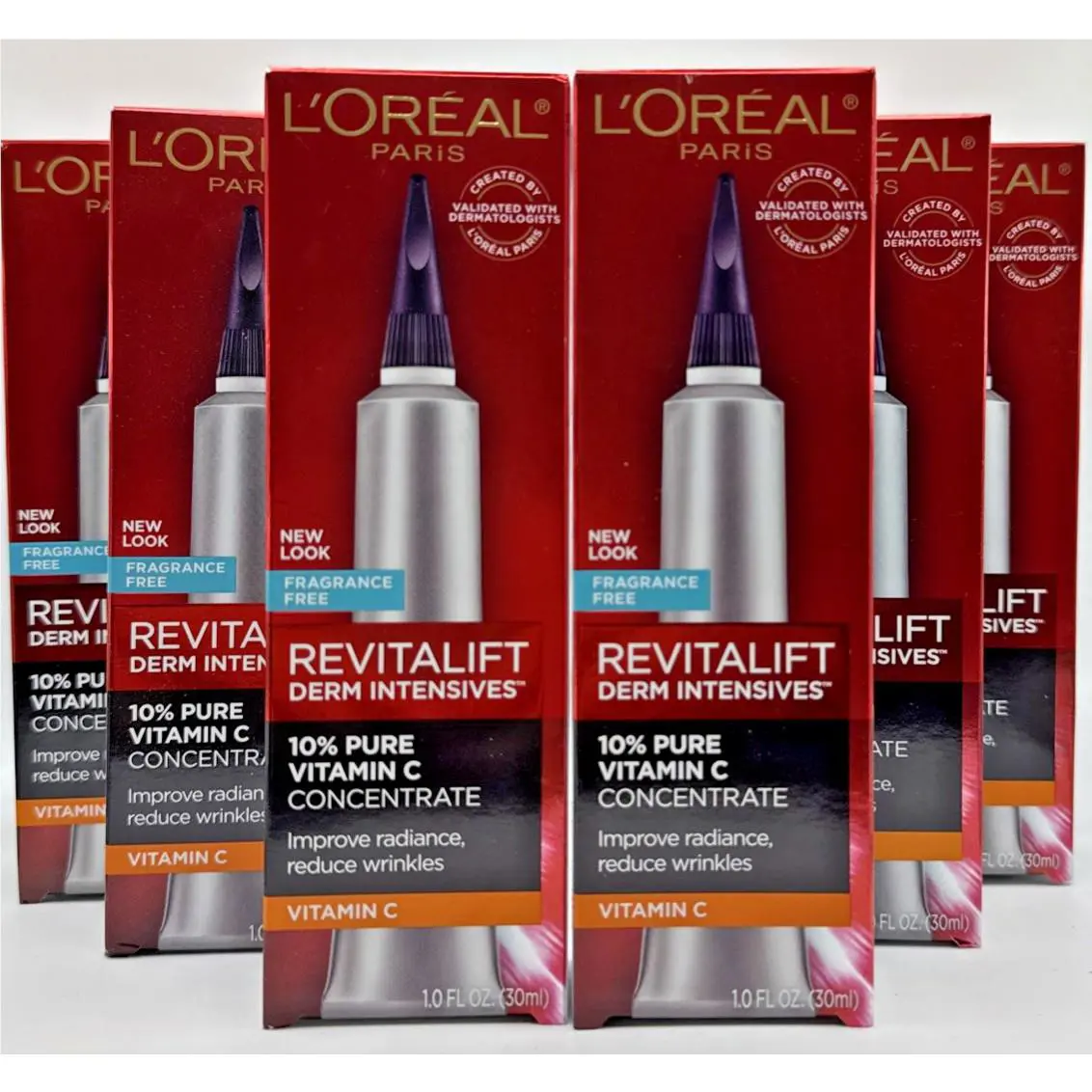6x L`oreal Revitalift Derm Intensives 10% Pure Vitamin C Concentrate 1oz
