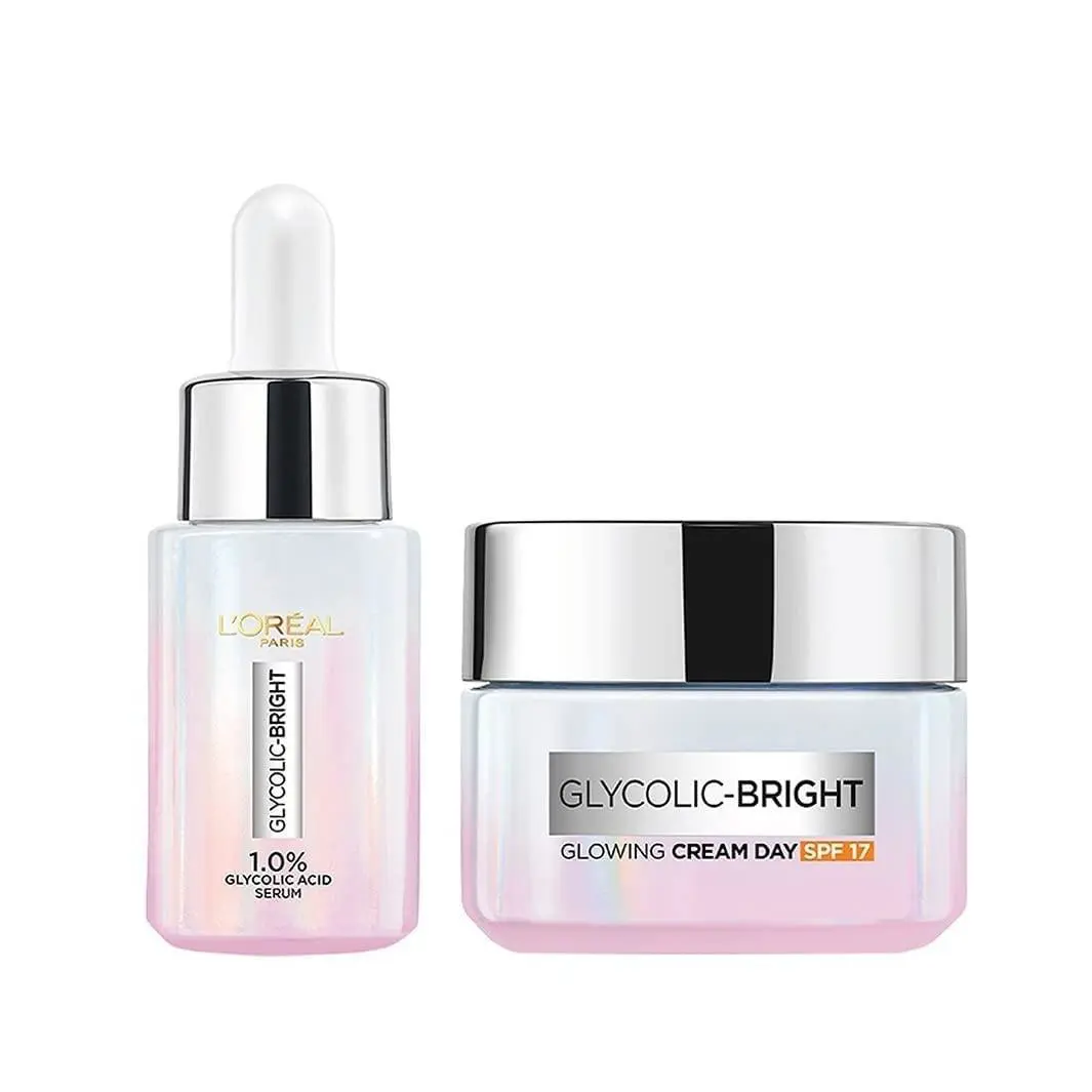 L`oreal Glycolic Bright Day Cream SPF17 50ml + Brightening Serum 30ml
