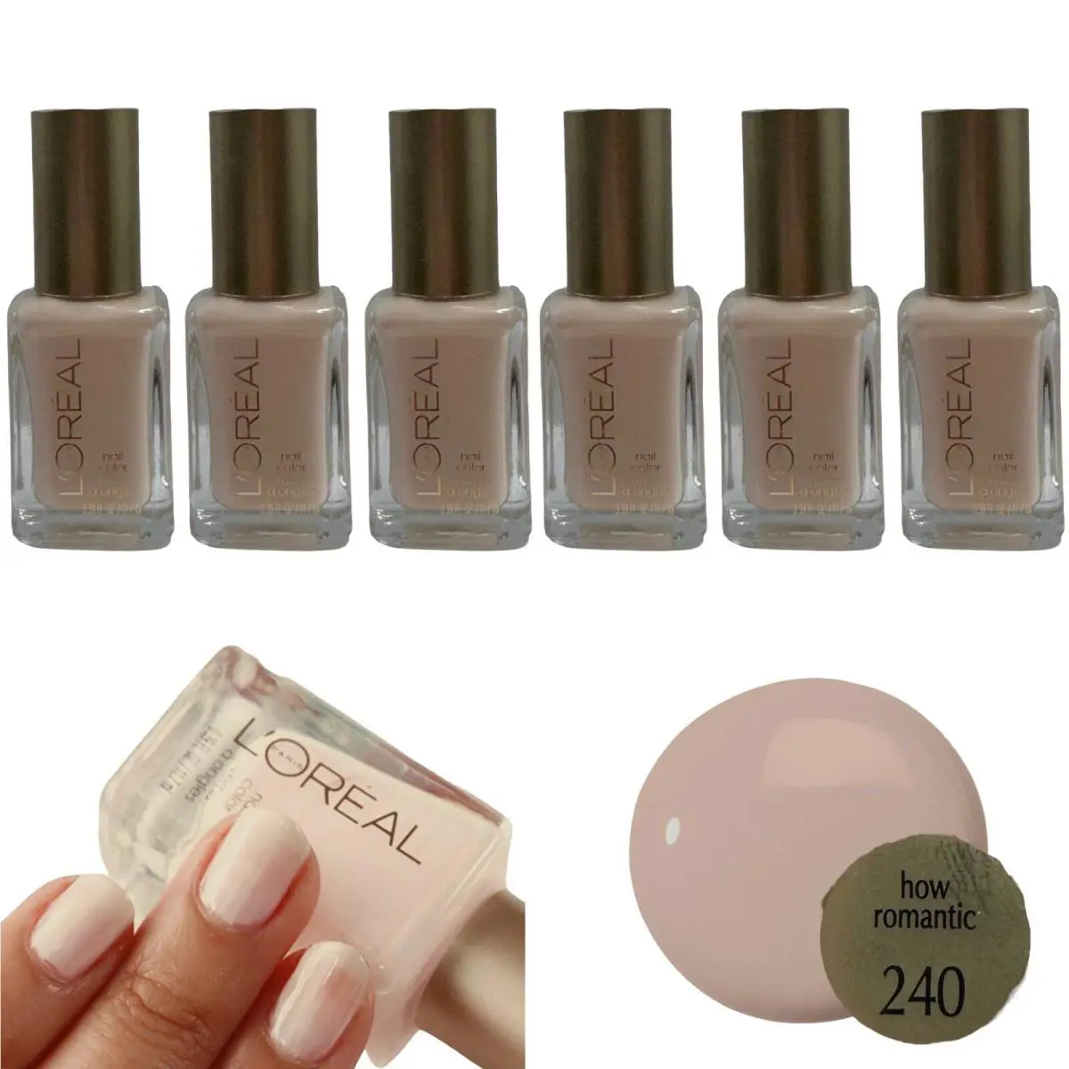 6 Pack L`oreal Paris Nail Polish Colour Riche Pale Pink 240 How Romantic Htf