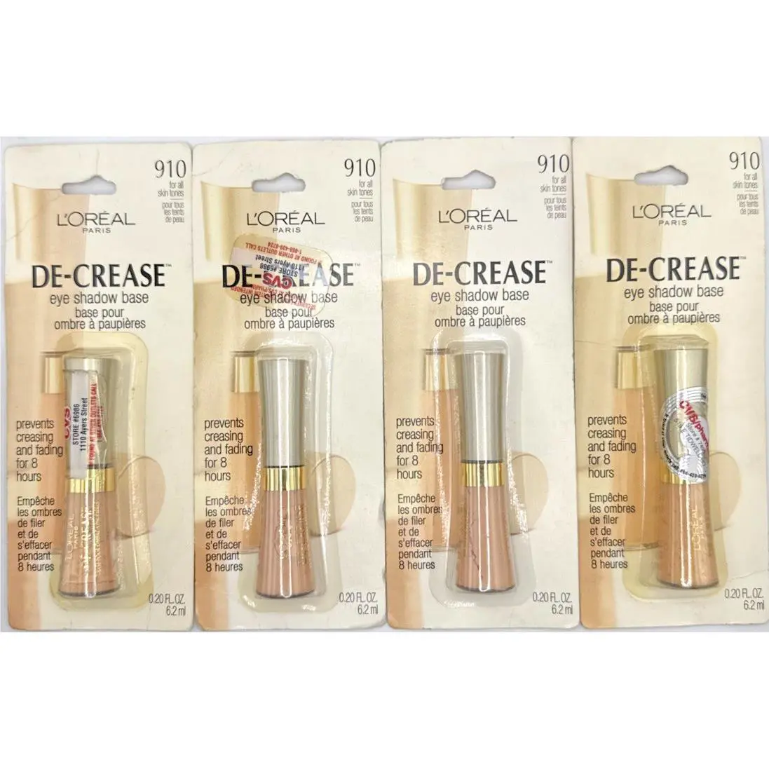 4x L`oreal De-crease Eye Shadow Base 910 For All Skin Tones