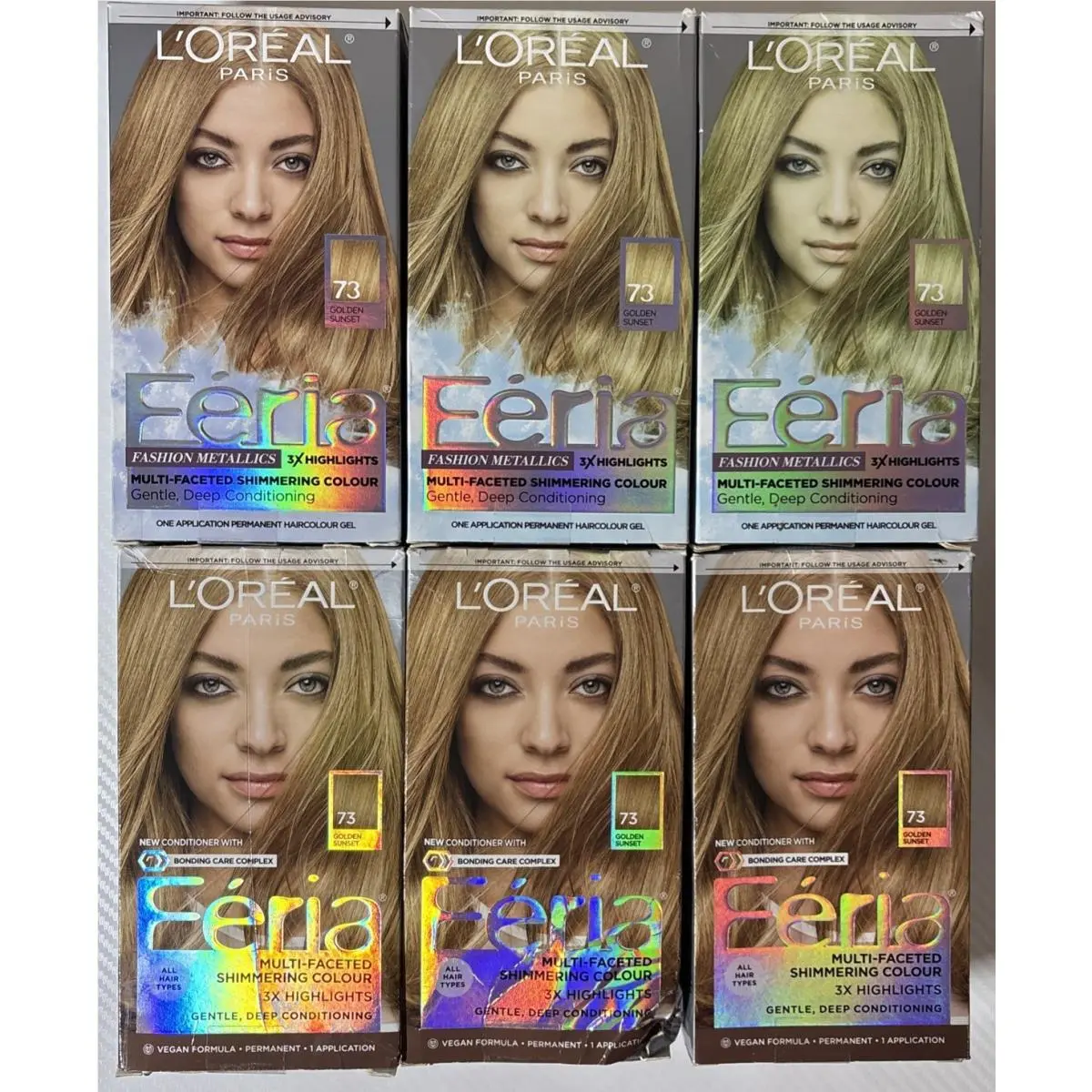 7-L`OREAL Paris Feria 73 Golden Sunset Dark Blonde Hair Color Dye 3x Highlights by L'Oréal