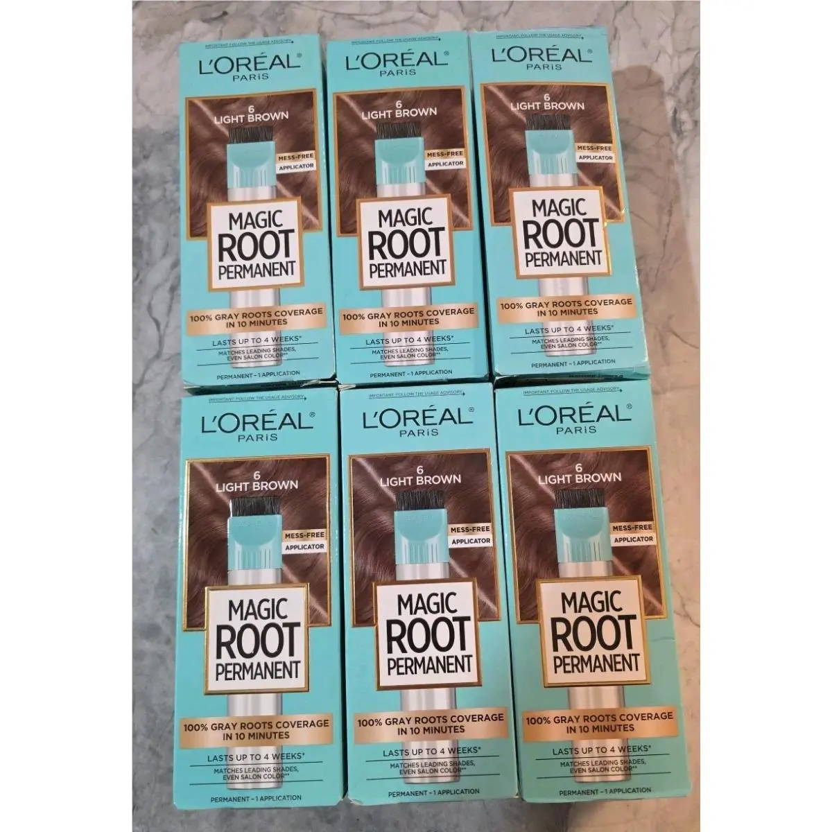 L`oreal Parismagic Root Permanent Hair Color 6 Light Brown 6 Pack